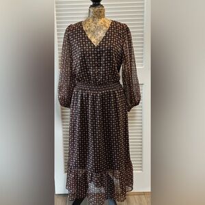 Talbots Fit & Flare Midi Dress in a Dainty Medallion print.